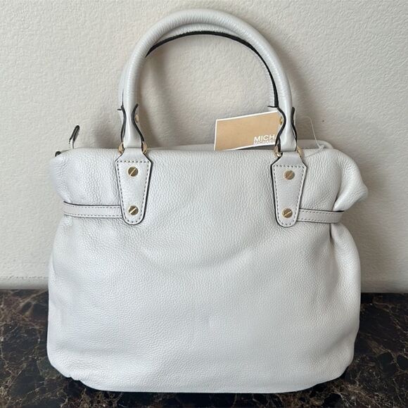 New Michael Kors Megan Large Vanilla Satchel Crossbody - Picture 3 of 16